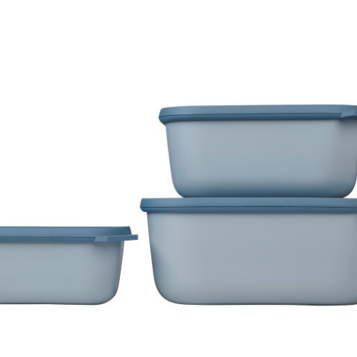 Mepal Cirqula Multischüsselset rechteckig hoch 3-teilig 750 / 1500 / 3000 ml nordic blue - Lebensmittelbehälter / Vorratsdosen