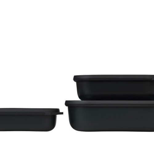 Mepal Cirqula Multischüsselset rechteckig flach 3 teilig 500 / 1000 / 2000 ml nordic black - Lebensmittelbehälter / Vorratsdosen
