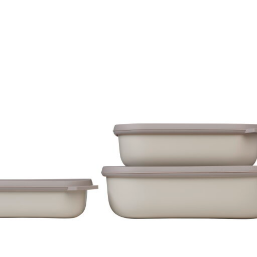 Mepal Cirqula Multischüsselset rechteckig flach 3 teilig 500 / 1000 / 2000 ml nordic white - Lebensmittelbehälter / Vorratsdosen