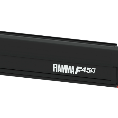 Fiamma F45s Wandmarkise 300 cm für VW T5 / T6 / Multivan / Transporter Langer Radstand Linkslenker (Deep Black / Royal Grey) - Kassettenmarkisen