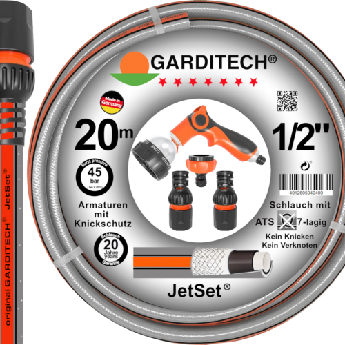Garditech JetSet Premiumschlauchset mit Armaturen 20 m - Gartengeräte