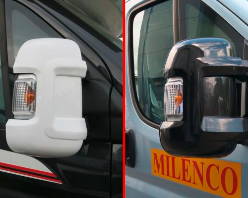 Milenco Spiegel Schutzkappe für Fiat Ducato, Peugeot Boxer und Citroen Relay 2 Stück Schwarz - Zubehör Caravanspiegel