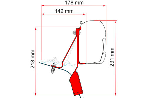 Fiamma Ford Custom Nugget Lift Roof Halterung für Fiamma F45 - Markisenadapter