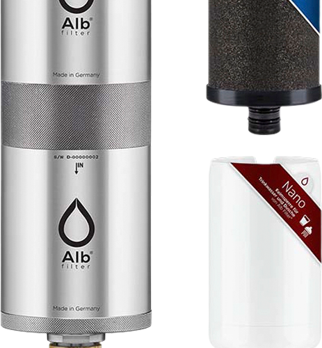 Alb Filter® FUSION Active+Nano Trinkwasserfilter Camping-Set: Mobil mit Koffer Edelstahl Natur - Trinkwasseraufbereitung