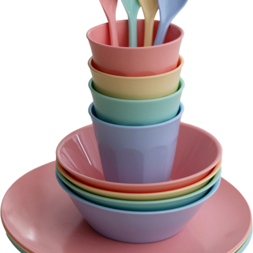 Koziol Nora Macarons Geschirr-Set 16-tlg. für 4 Personen - Kunststoff und Melamin Geschirr-Sets