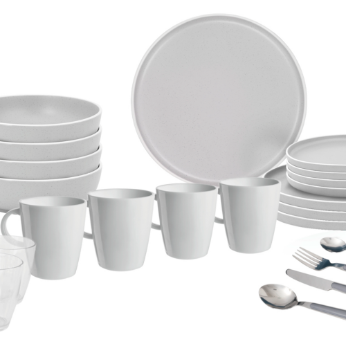 Brunner All Inclusive Dolomit  Geschirr-Set 36-tlg. weiß für 4 Personen - Kunststoff und Melamin Geschirr-Sets