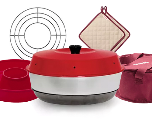 Omnia Campingbackofen Set 5-teilig inkl. Silikonbackform, Aufbackgitter, Transporttasche & Topflappen - Backöfen