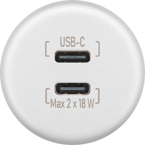 Wentronic Dualer Einbaucharger USB-C weiß max. 18 W - 12 / 24 V Einbausteckdosen