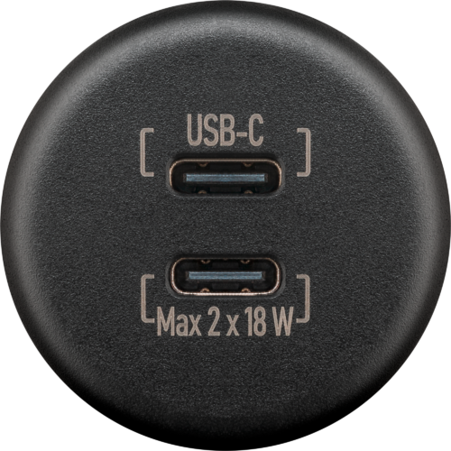 Wentronic Dualer Einbaucharger USB-C anthrazit max. 18 W - 12 / 24 V Einbausteckdosen